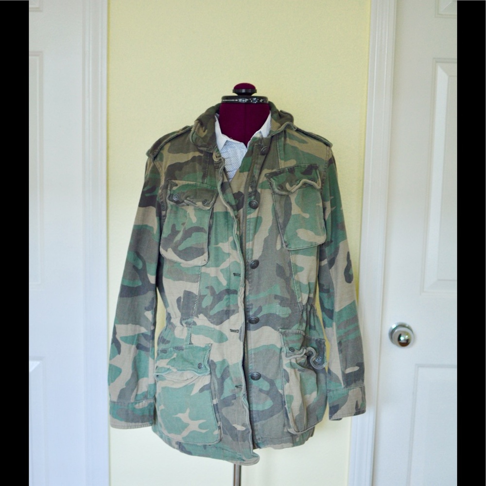 Free People Green Camouflage Utility Jacket
